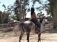 Topless Asian Tart Riding A Horse