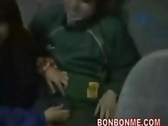 jap pornstar gives blowjobs to students on the bus